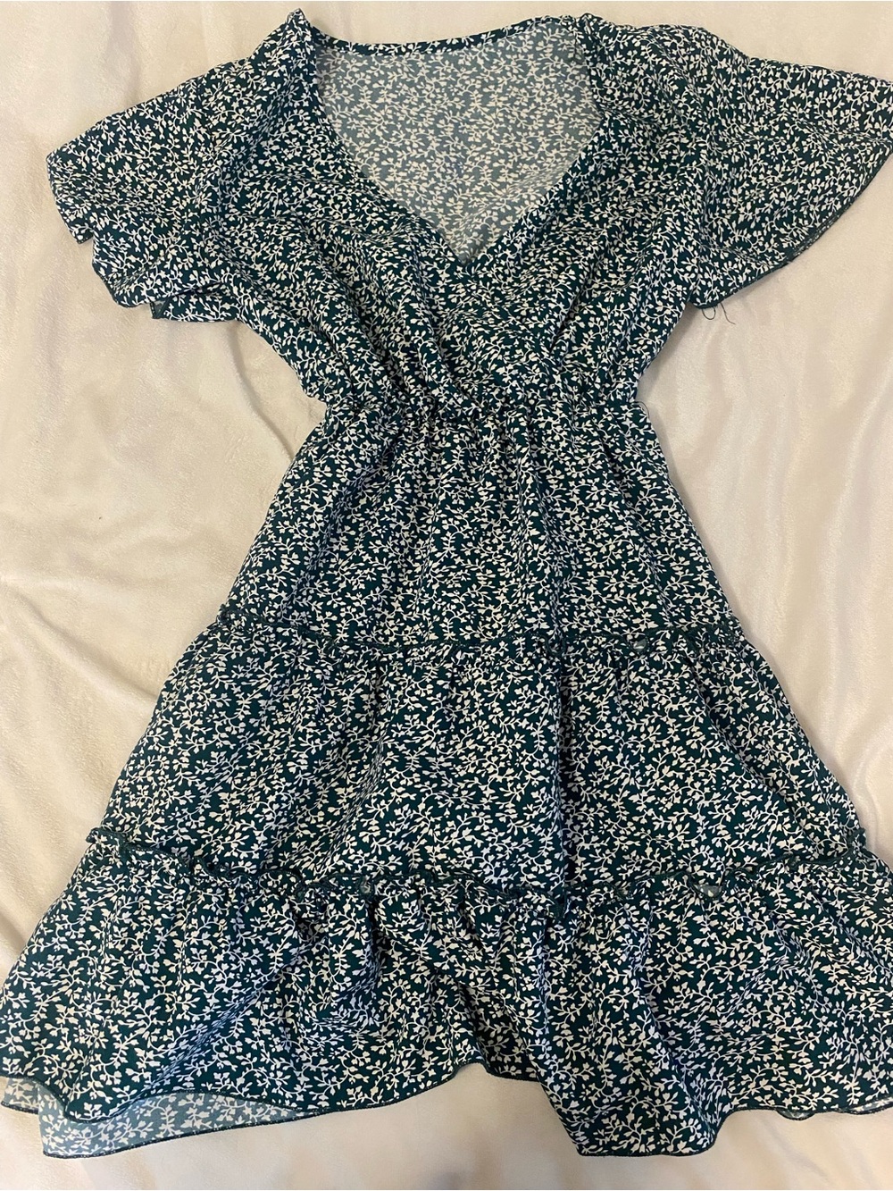 Green and White Floral Dress